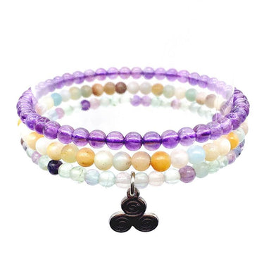 CALMNESS & LIGHT-Amethyst ,Amazonite & Fluorite- 3/pc